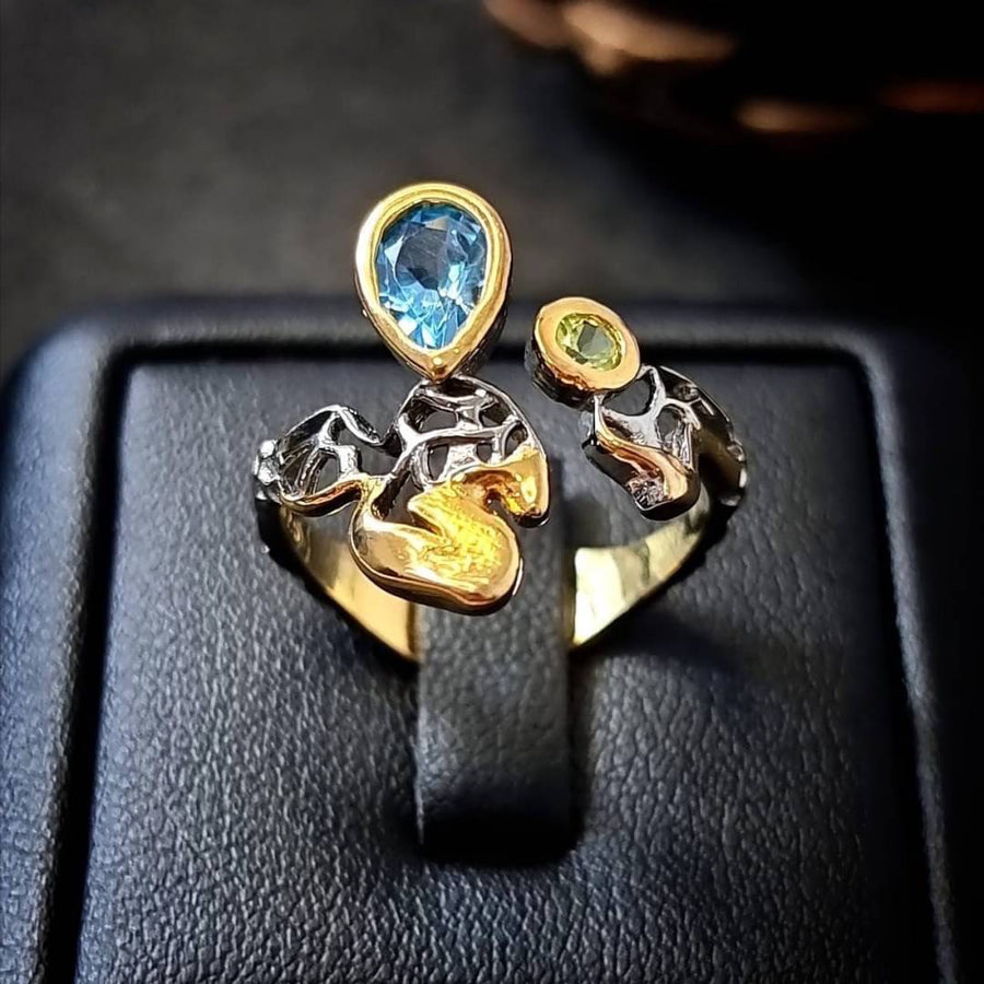 Blue Tapas Silver Pink Gold Ring