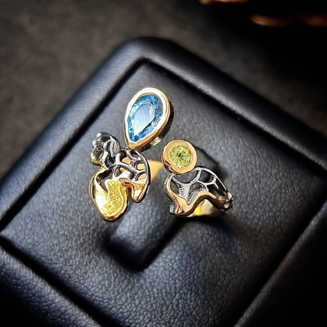 Blue Tapas Silver Pink Gold Ring
