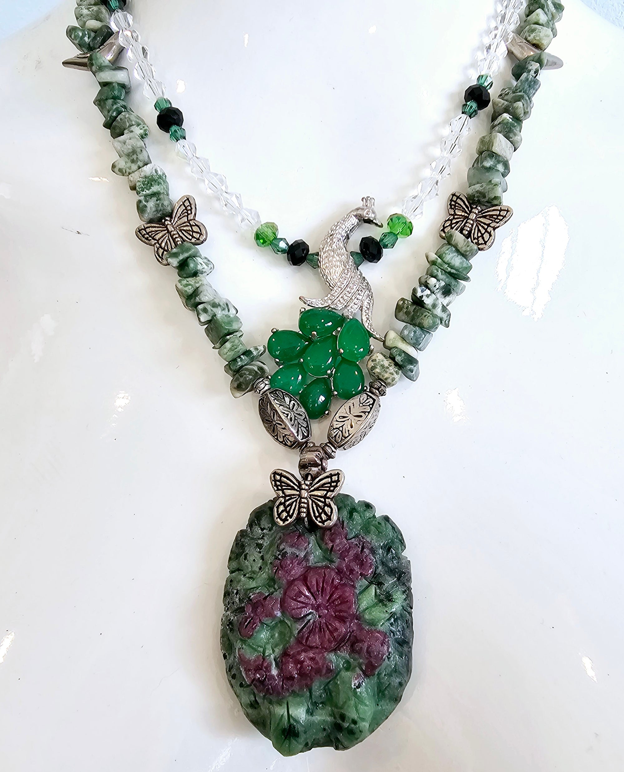 Handcrafted Ruby Zonsite Pendant Necklace