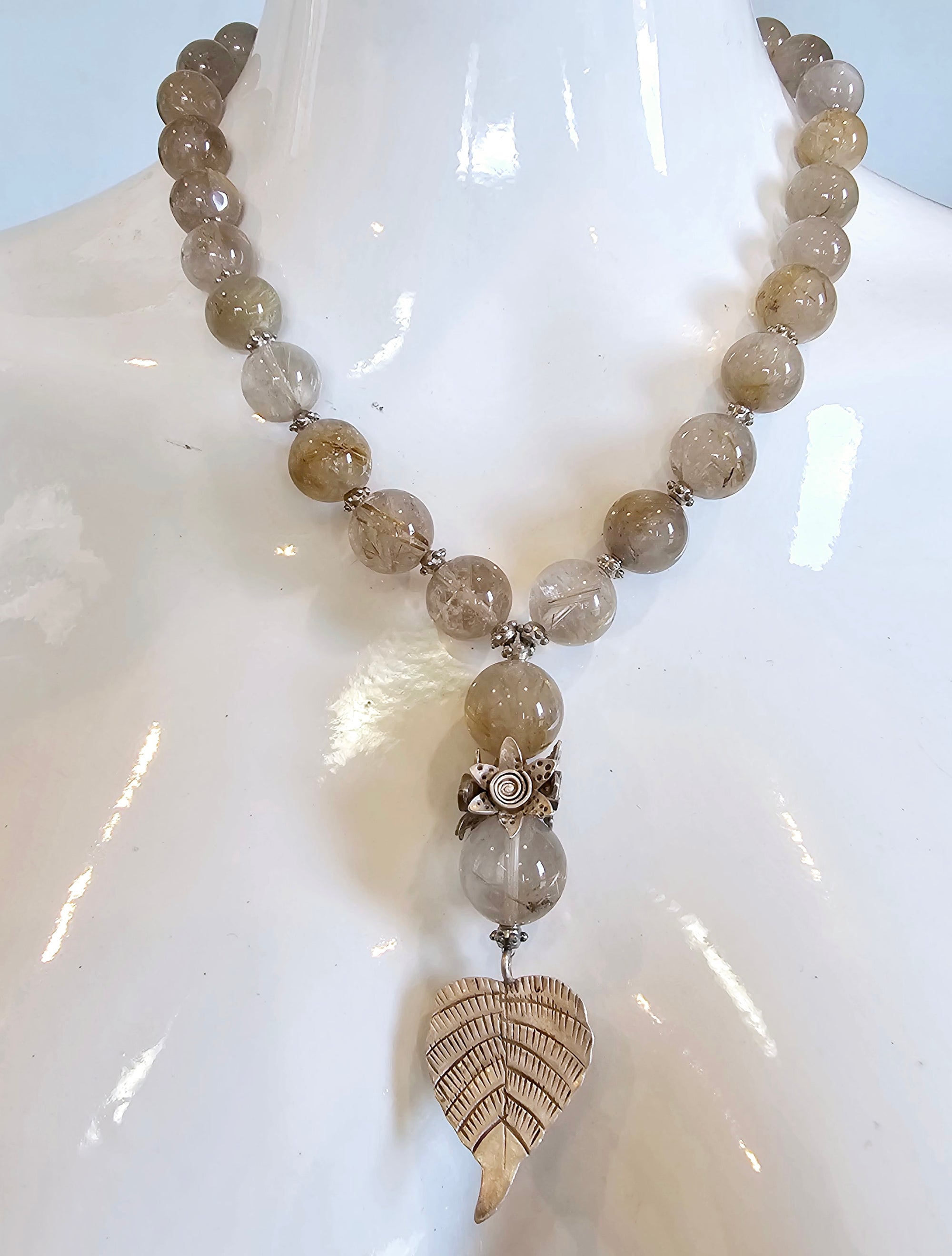 Silver + Natural Stone Quartz Necklace