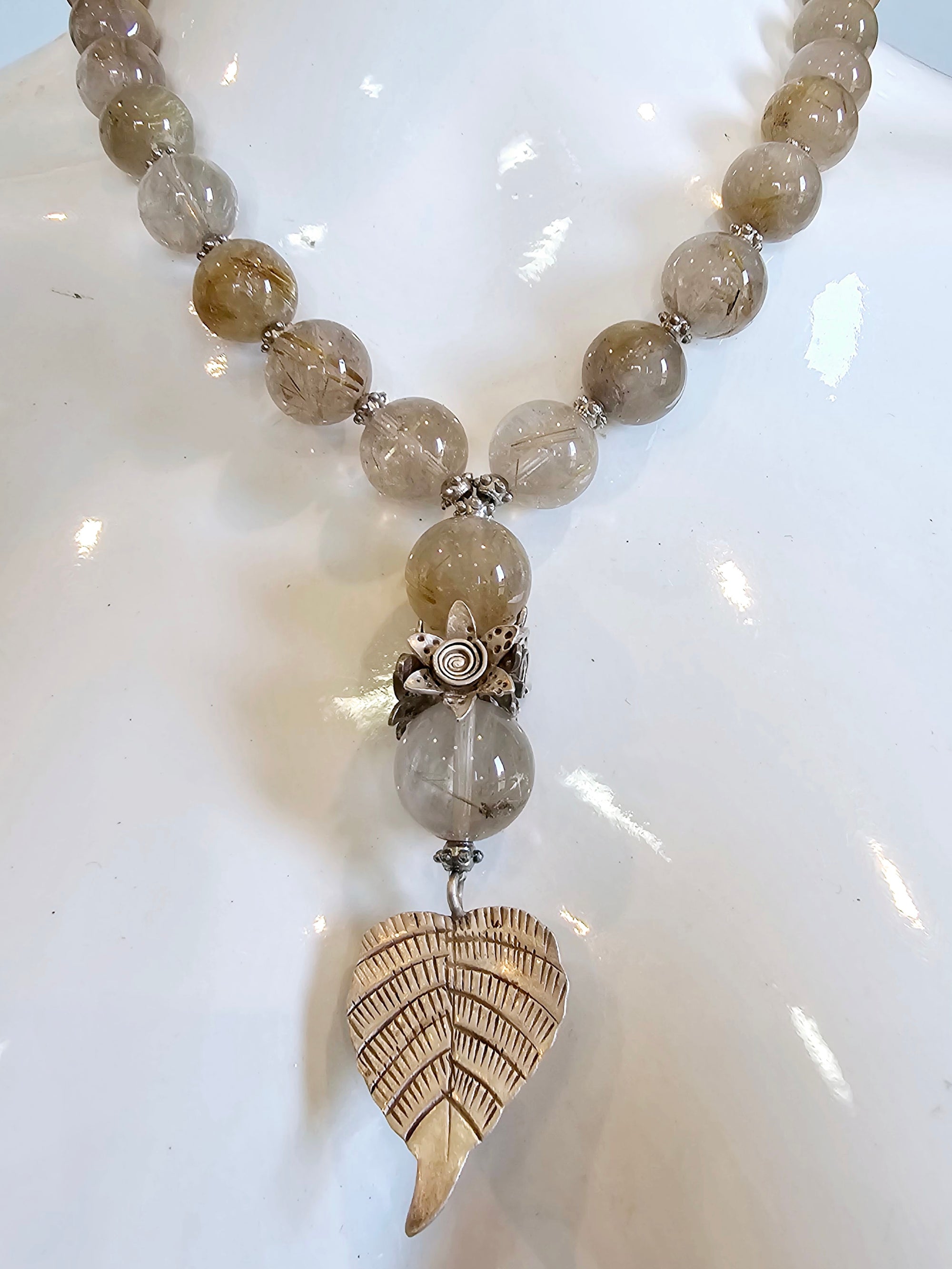 Silver + Natural Stone Quartz Necklace