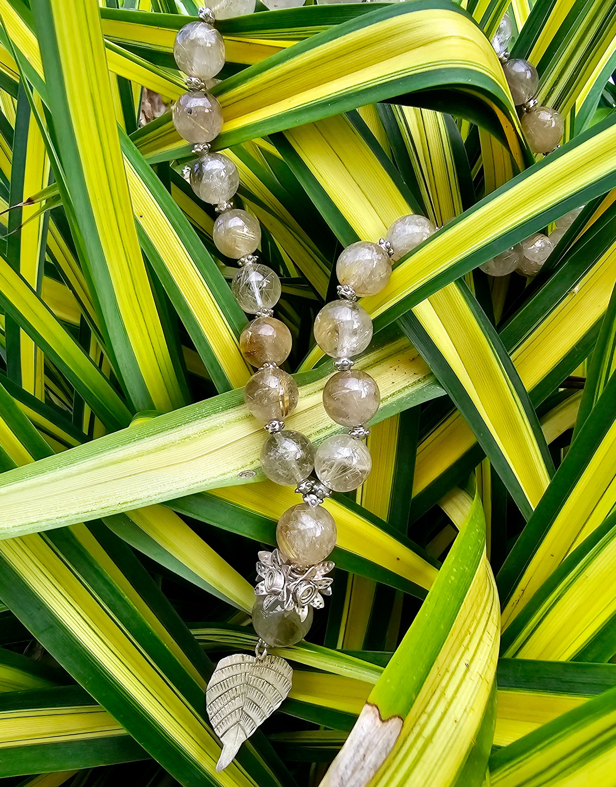 Silver + Natural Stone Quartz Necklace