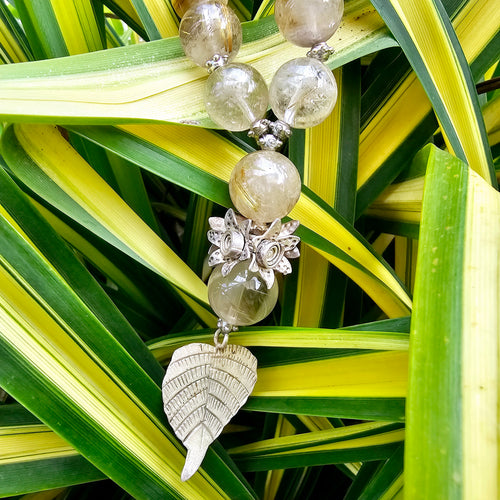 Silver + Natural Stone Quartz Necklace