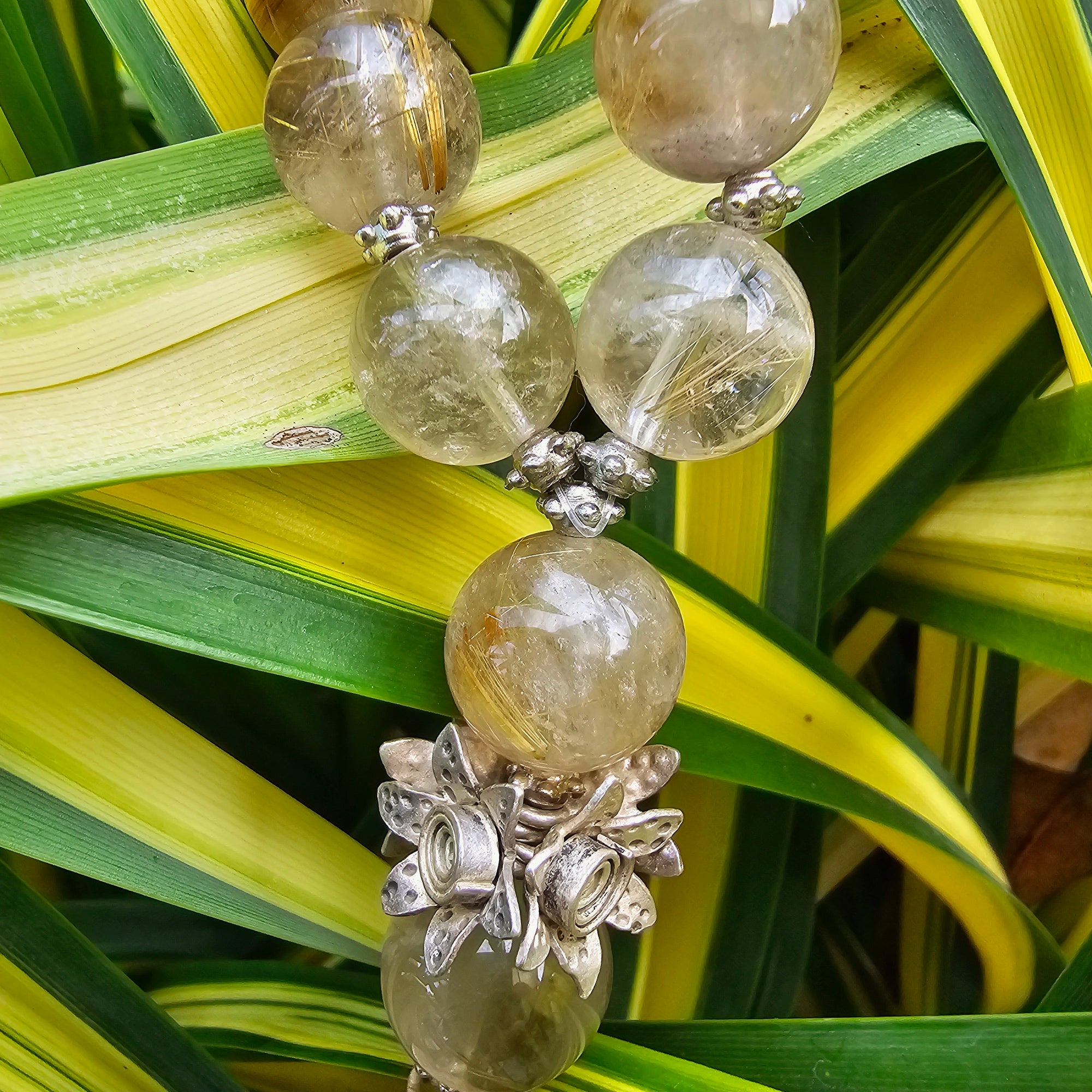 Silver + Natural Stone Quartz Necklace