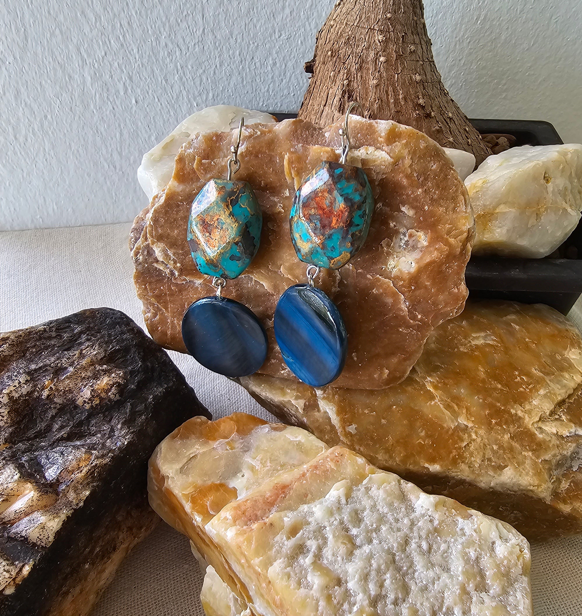 Blue Natural Stone Earrings