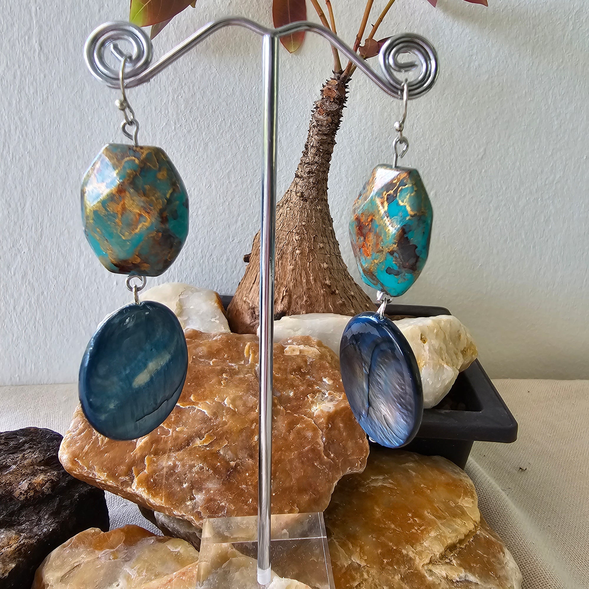 Blue Natural Stone Earrings