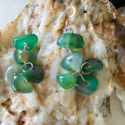 Natural Green Stone Earrings