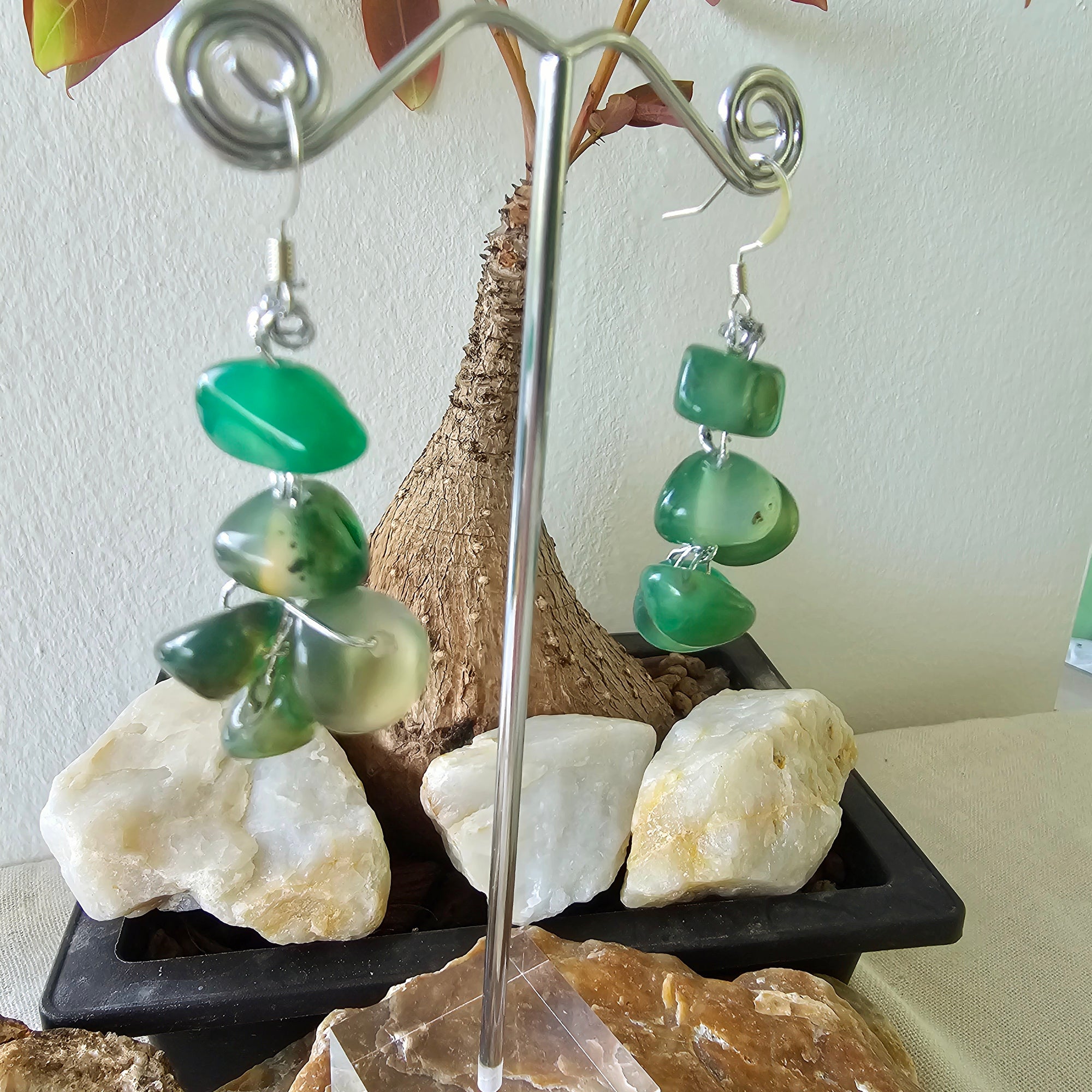 Natural Green Stone Earrings
