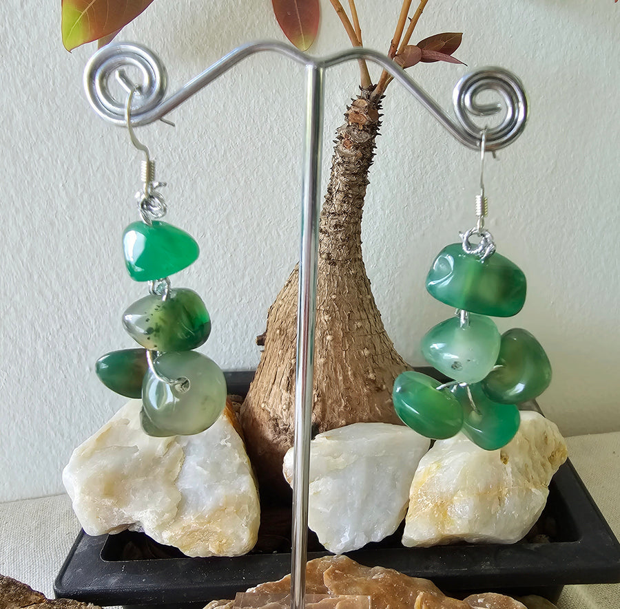 Natural Green Stone Earrings