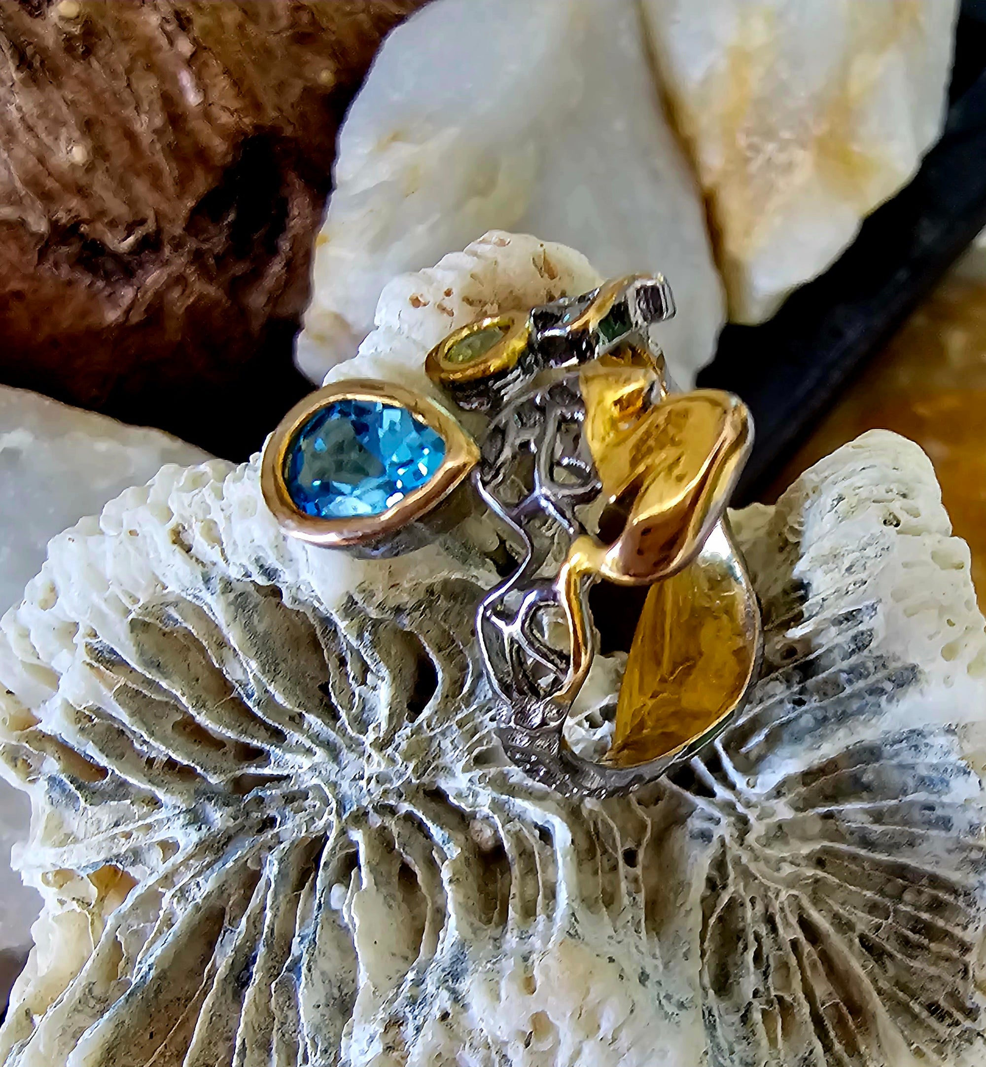 Blue Tapas Silver Pink Gold Ring