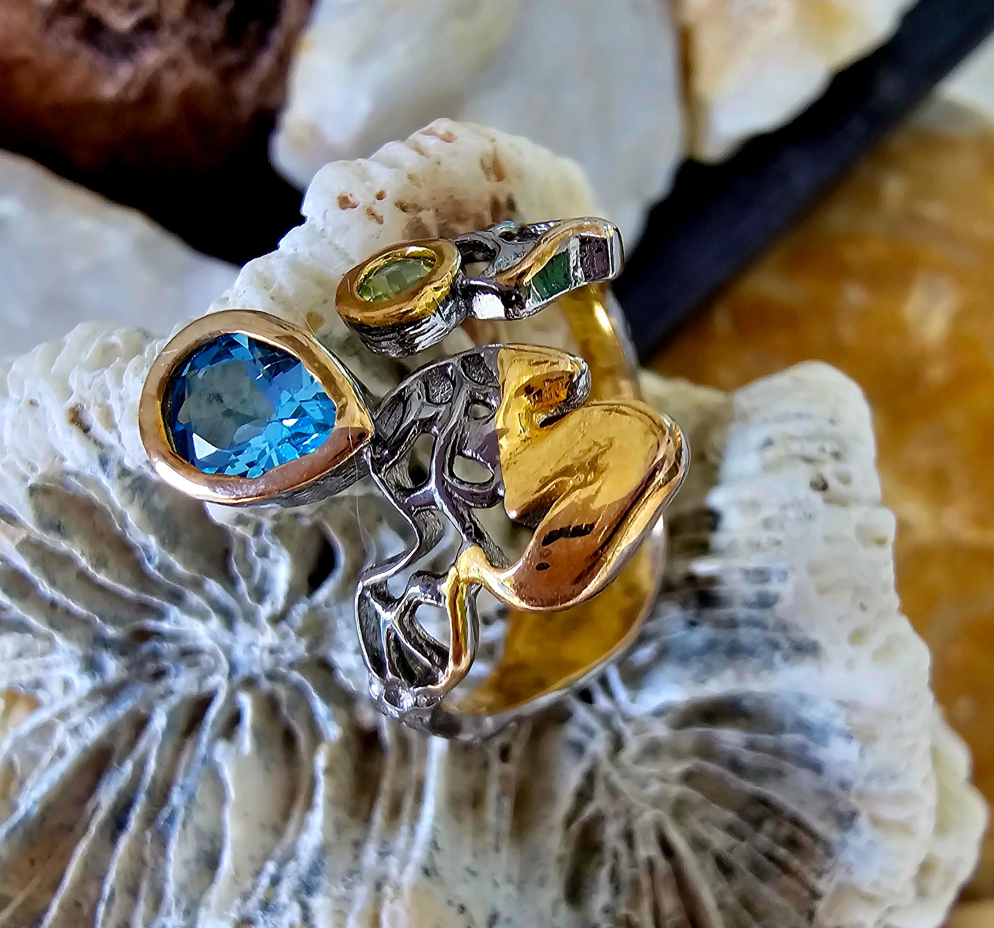 Blue Tapas Silver Pink Gold Ring