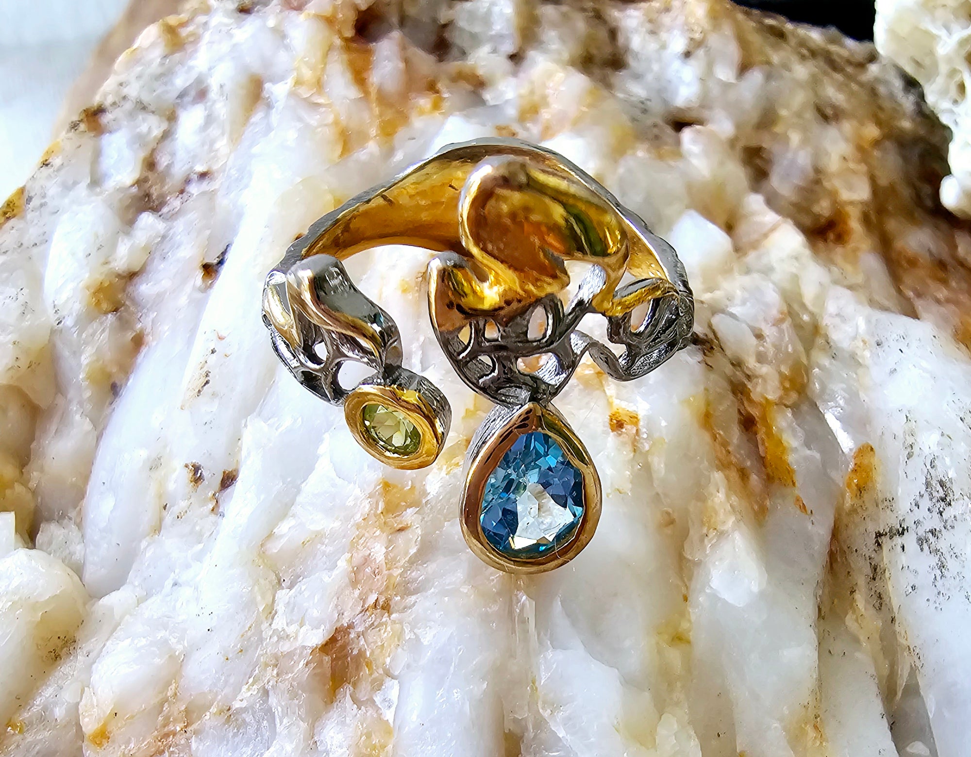 Blue Tapas Silver Pink Gold Ring