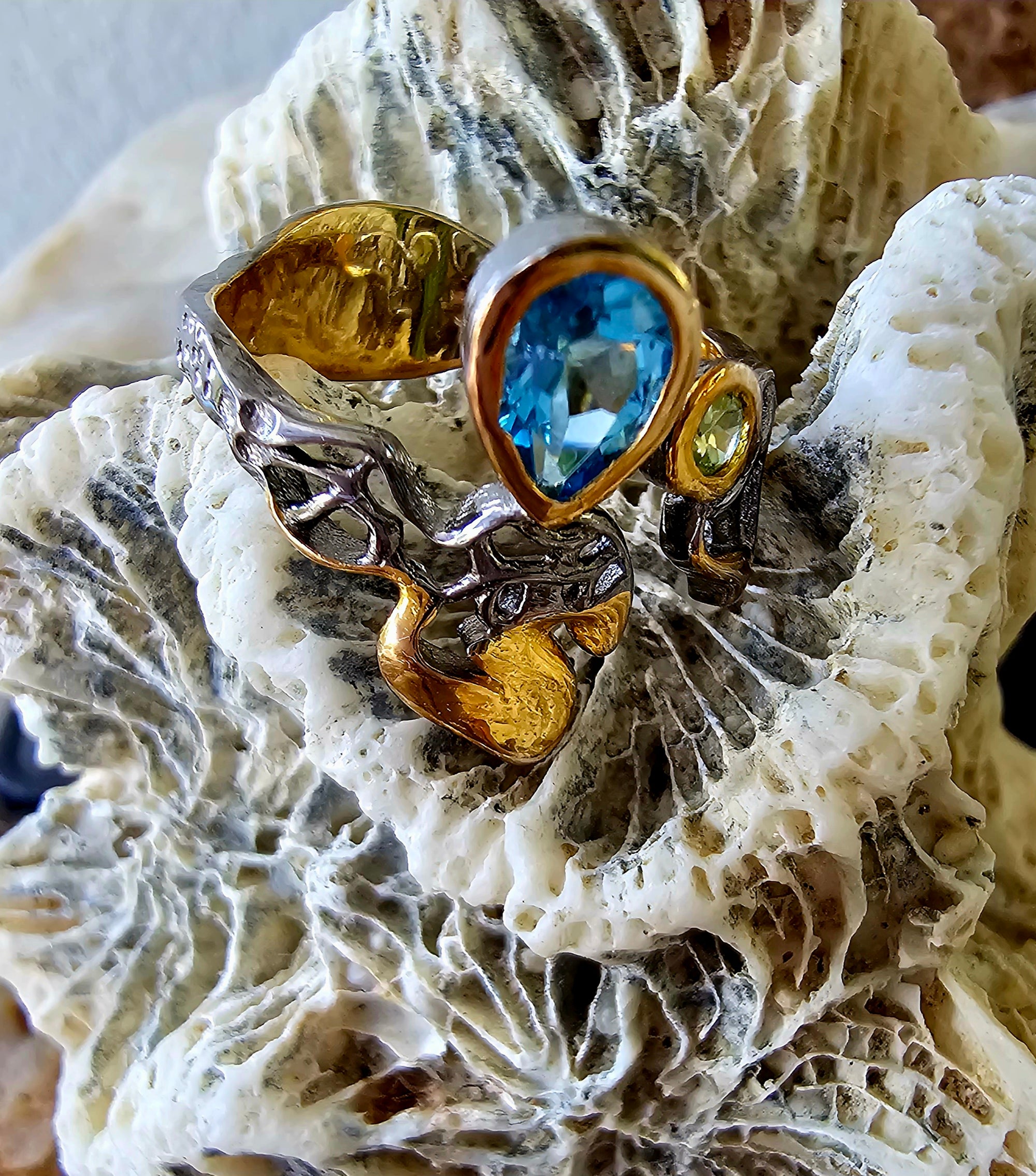 Blue Tapas Silver Pink Gold Ring