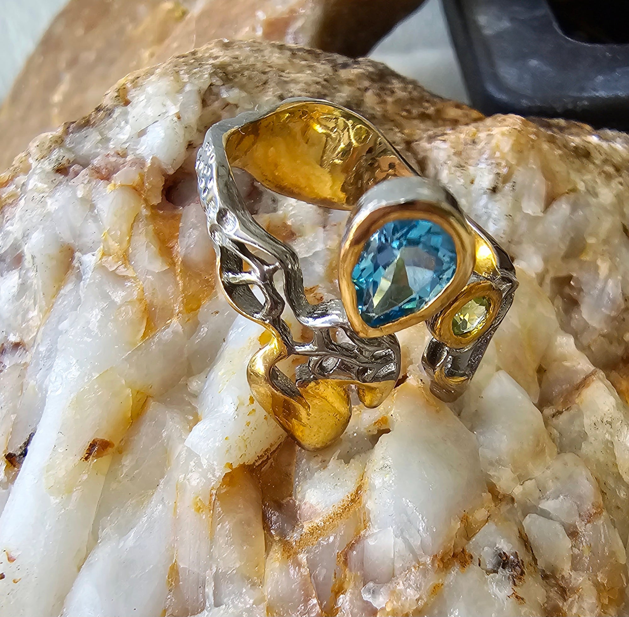 Blue Tapas Silver Pink Gold Ring
