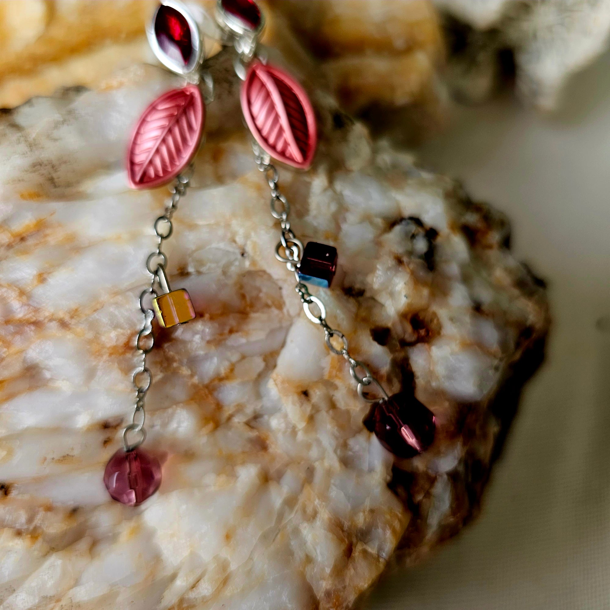 Earrings, Pink Crystal Earrings