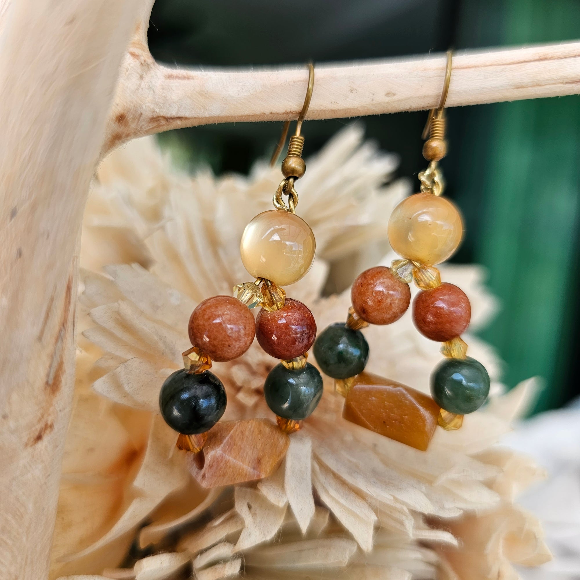 Earrings, Jade, Tiger Eye