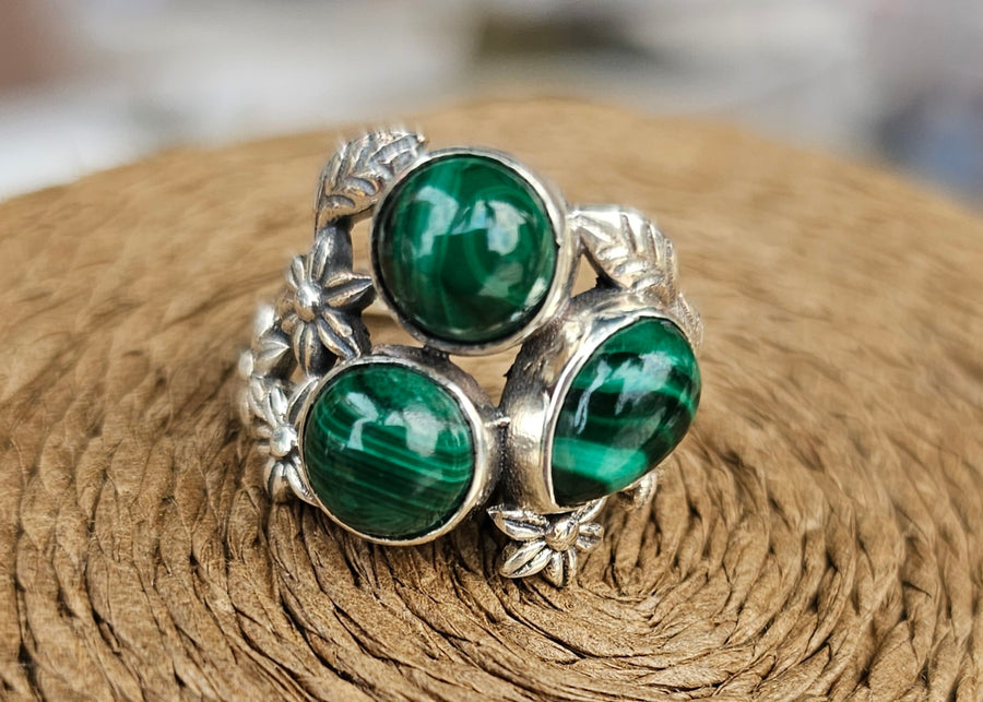 Ring Silver Malachite