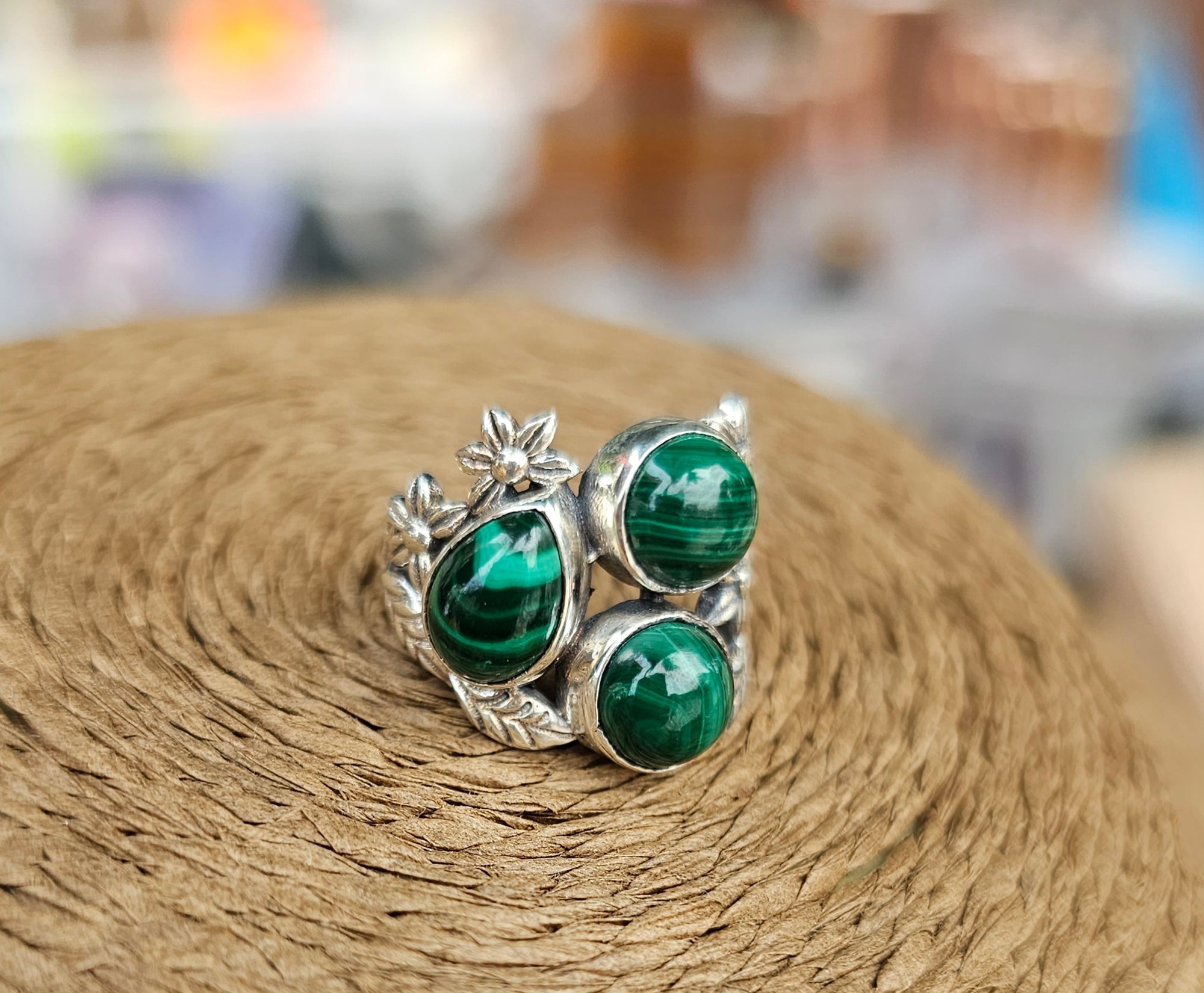 Ring Silver Malachite