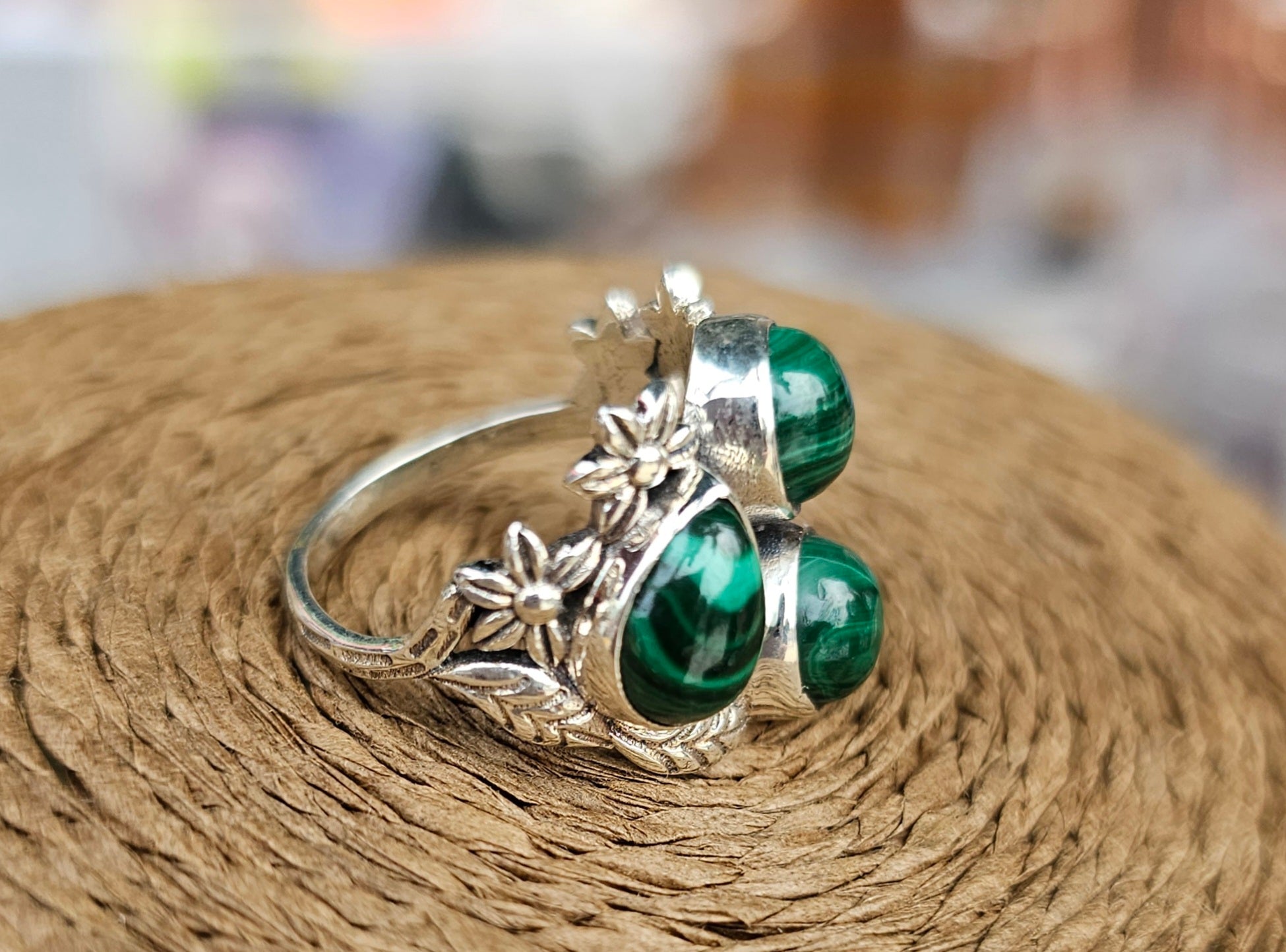 Ring Silver Malachite