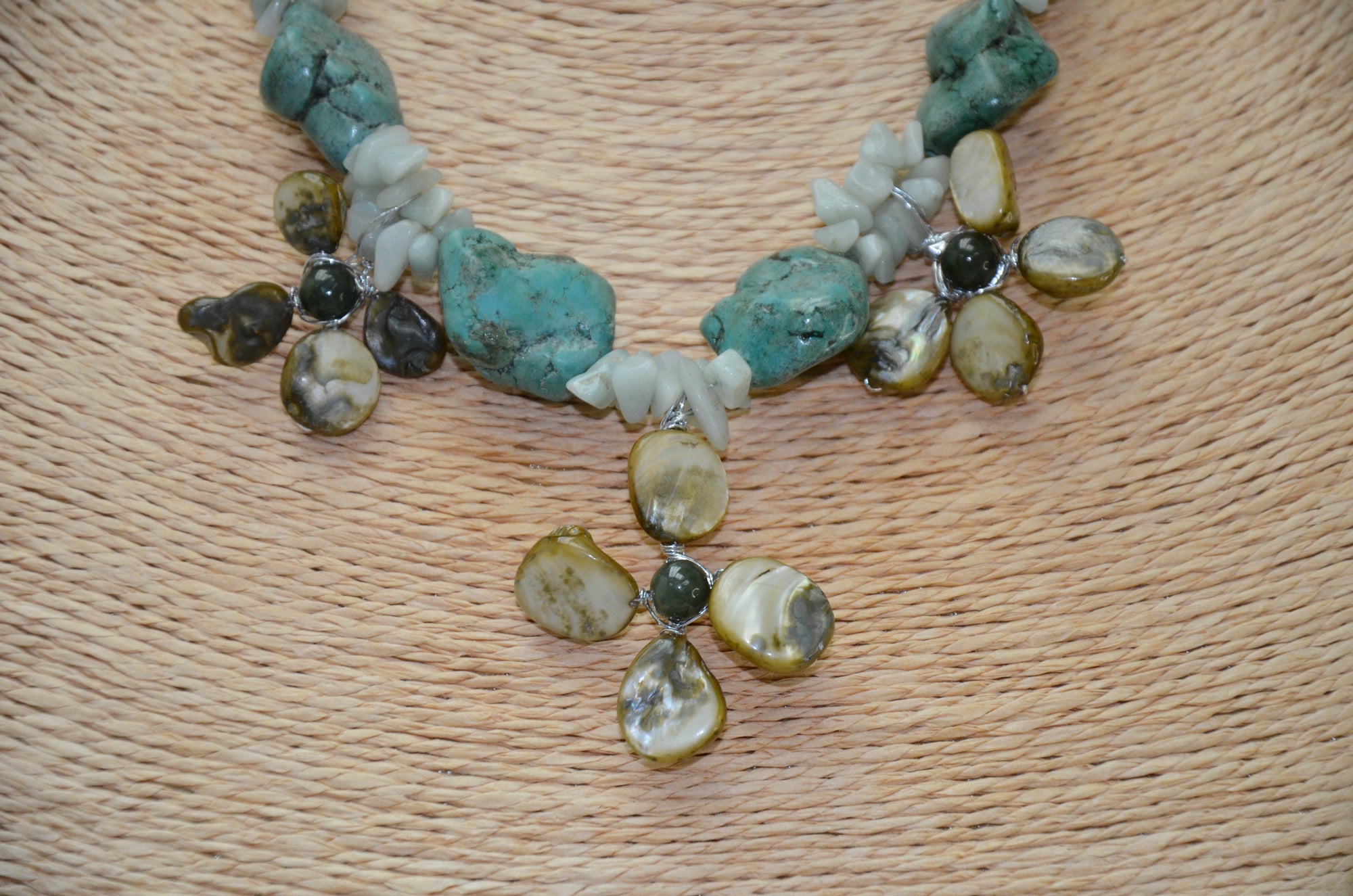 Turquoise+Natural Shell Necklace